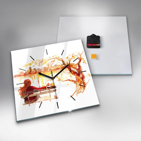 Skleněné hodiny čtvercové Podzimní krajina