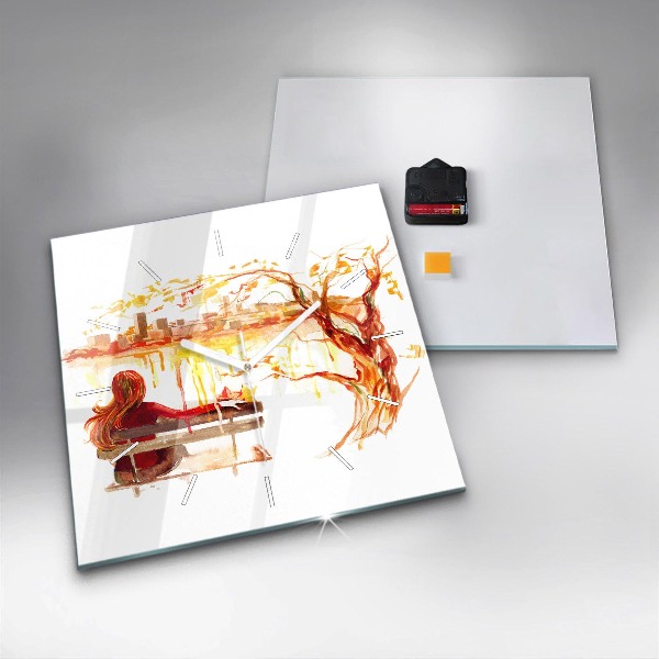 Skleněné hodiny čtvercové Podzimní krajina