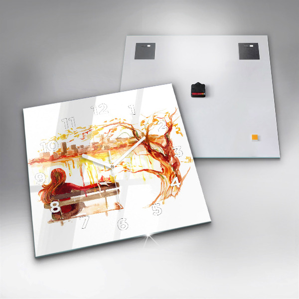 Skleněné hodiny čtvercové Podzimní krajina