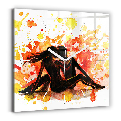 Skleněné hodiny čtvercové Láska a zamilovaný pár