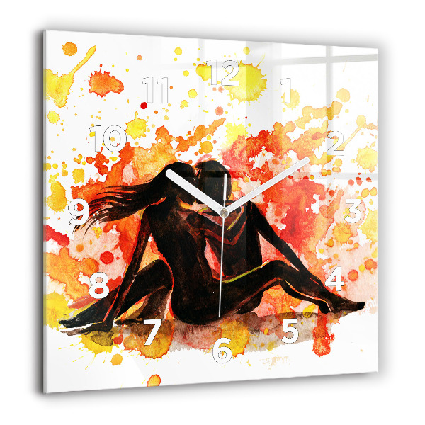 Skleněné hodiny čtvercové Láska a zamilovaný pár