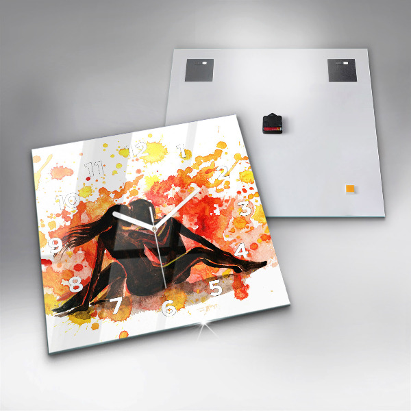 Skleněné hodiny čtvercové Láska a zamilovaný pár