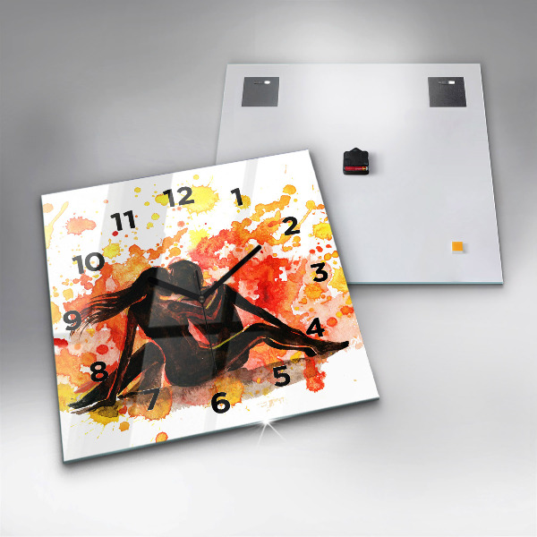 Skleněné hodiny čtvercové Láska a zamilovaný pár