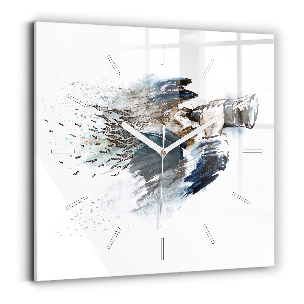 Skleněné hodiny čtvercové Kapitán s dalekohledem