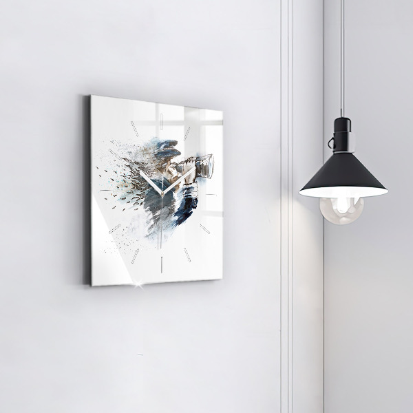 Skleněné hodiny čtvercové Kapitán s dalekohledem