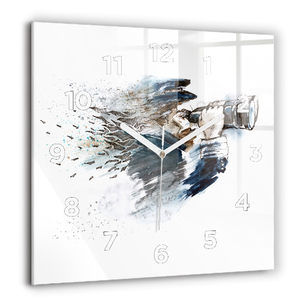 Skleněné hodiny čtvercové Kapitán s dalekohledem