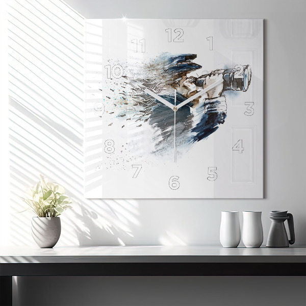 Skleněné hodiny čtvercové Kapitán s dalekohledem