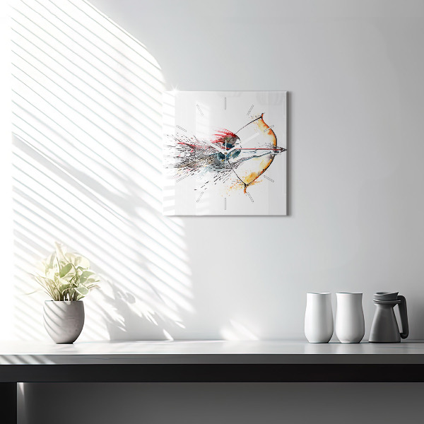 Skleněné hodiny čtvercové Bojovník na lovu