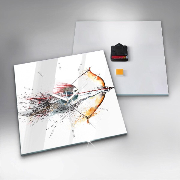 Skleněné hodiny čtvercové Bojovník na lovu