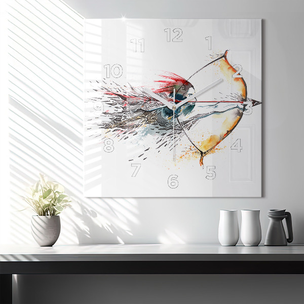Skleněné hodiny čtvercové Bojovník na lovu