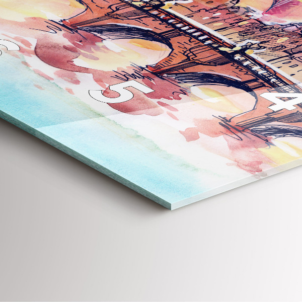 Skleněné hodiny čtvercové Malovaná krajina Paříže