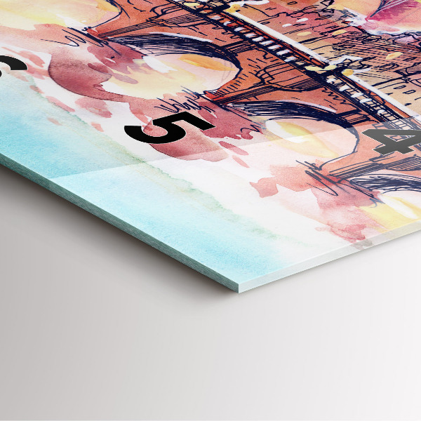 Skleněné hodiny čtvercové Malovaná krajina Paříže