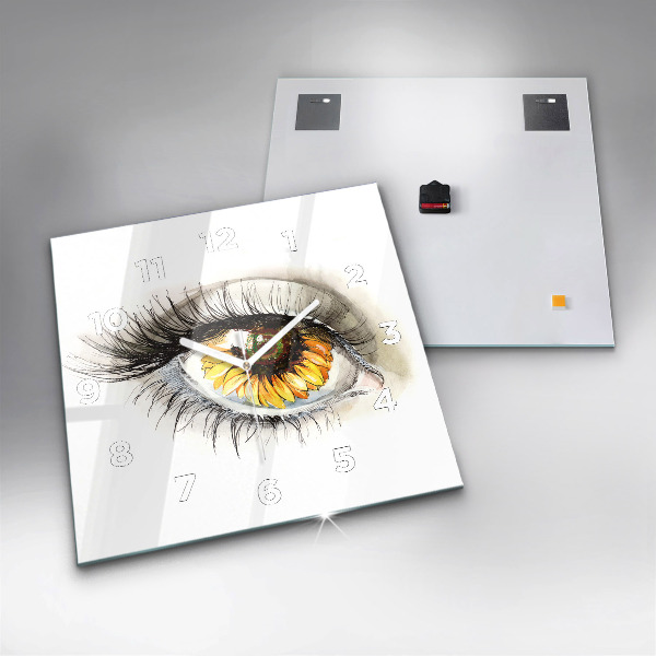 Skleněné hodiny čtvercové Slunečnice v oku