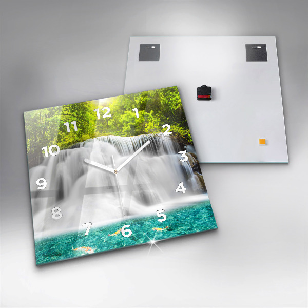 Skleněné hodiny čtvercové Vodopád v Thajsku