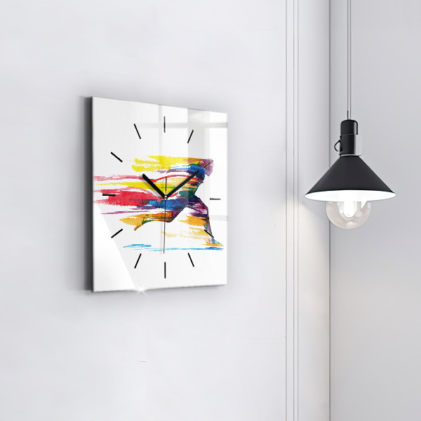Skleněné hodiny čtvercové Ilustrace běžce