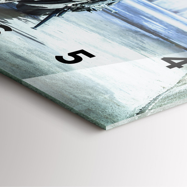 Skleněné hodiny čtvercové Motorka v uličce