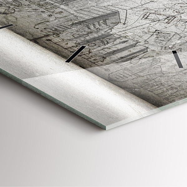 Skleněné hodiny čtvercové Náčrt města