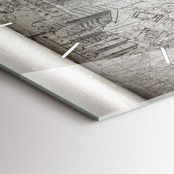 Skleněné hodiny čtvercové Náčrt města