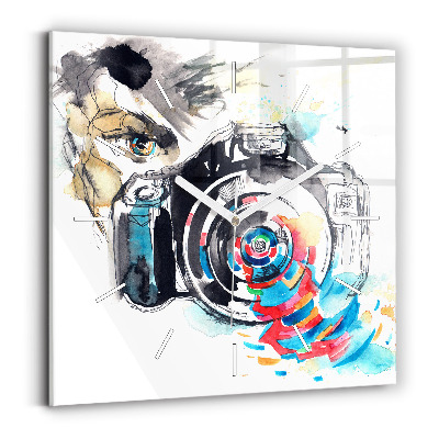 Skleněné hodiny čtvercové Žena fotografka