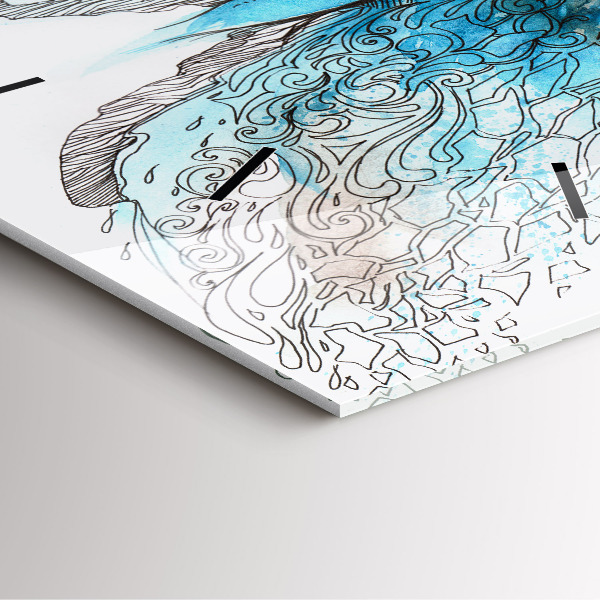 Skleněné hodiny čtvercové Tvář ve tvaru motýla