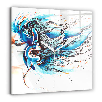 Skleněné hodiny čtvercové Ilustrace sluchátka