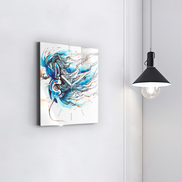 Skleněné hodiny čtvercové Ilustrace sluchátka