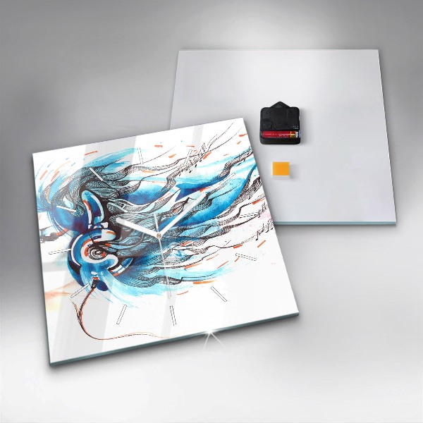 Skleněné hodiny čtvercové Ilustrace sluchátka