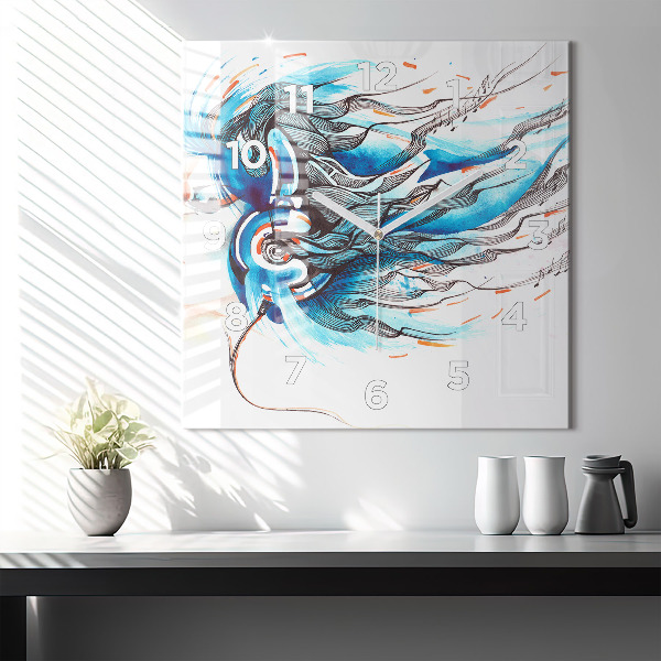 Skleněné hodiny čtvercové Ilustrace sluchátka