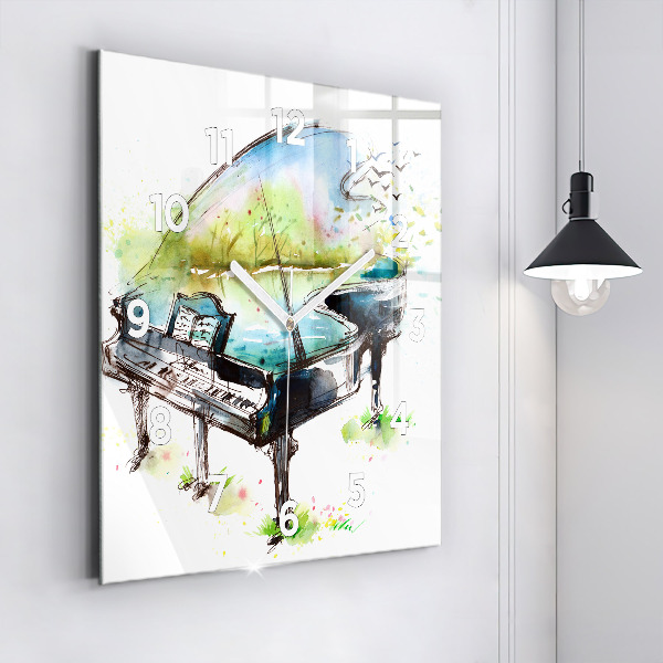 Skleněné hodiny čtvercové Ilustrace 4 ročních období