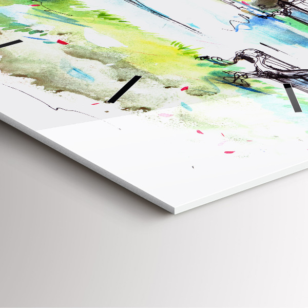 Skleněné hodiny čtvercové Malebné jaro