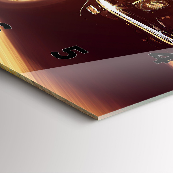 Skleněné hodiny čtvercové Klasické staré auto