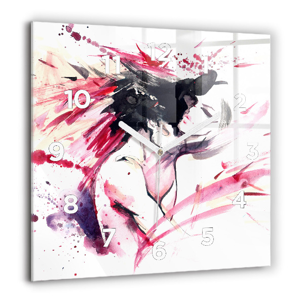 Skleněné hodiny čtvercové Abstraktní milenci