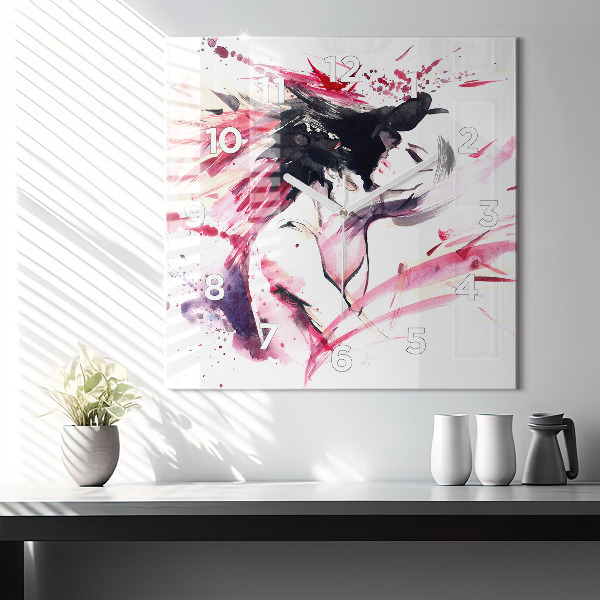 Skleněné hodiny čtvercové Abstraktní milenci