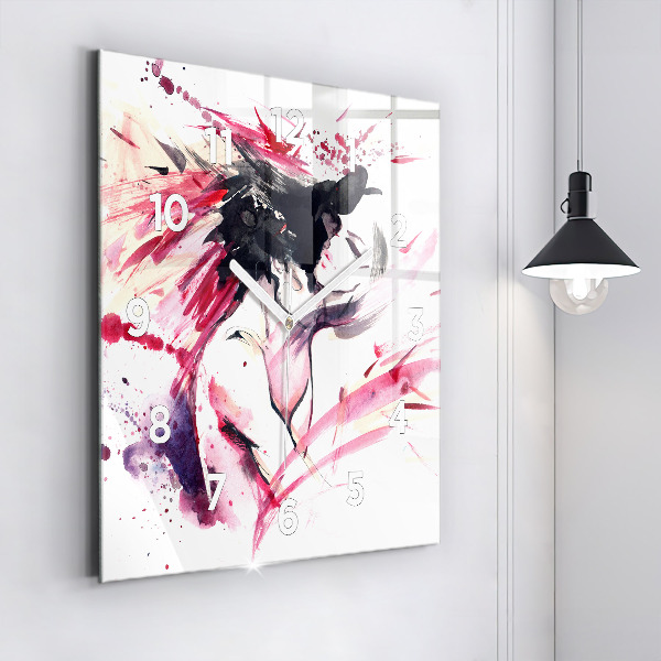 Skleněné hodiny čtvercové Abstraktní milenci