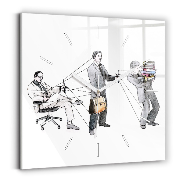 Skleněné hodiny čtvercové Marionety lidí