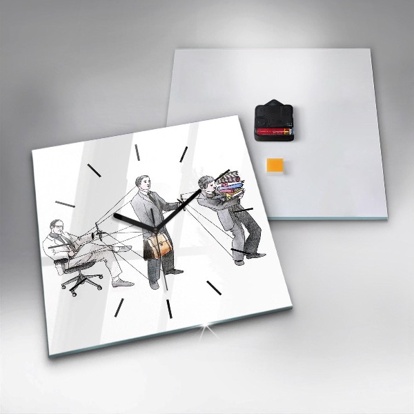 Skleněné hodiny čtvercové Marionety lidí