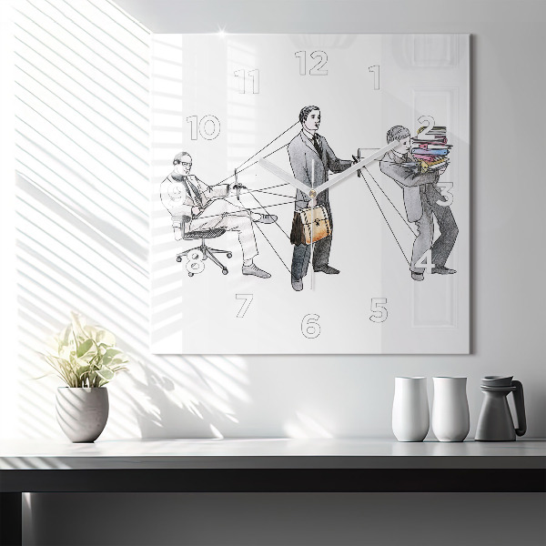 Skleněné hodiny čtvercové Marionety lidí