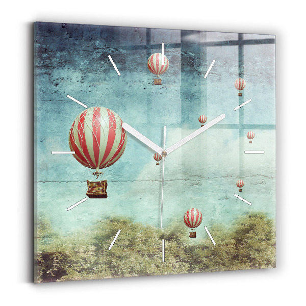Skleněné hodiny čtvercové Malované balónky