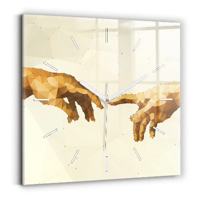 Skleněné hodiny čtvercové Stvoření Adama