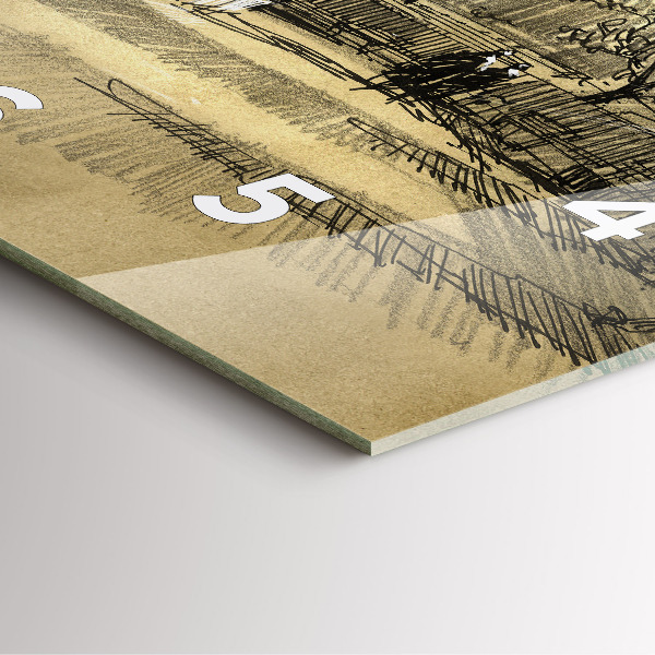 Skleněné hodiny čtvercové Park a stromy v sépiové barvě