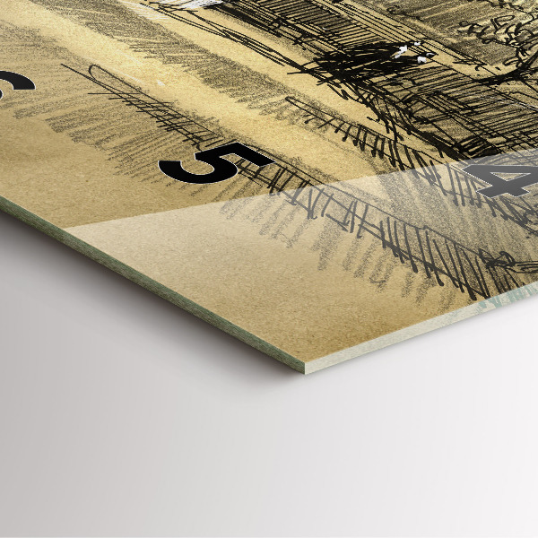 Skleněné hodiny čtvercové Park a stromy v sépiové barvě