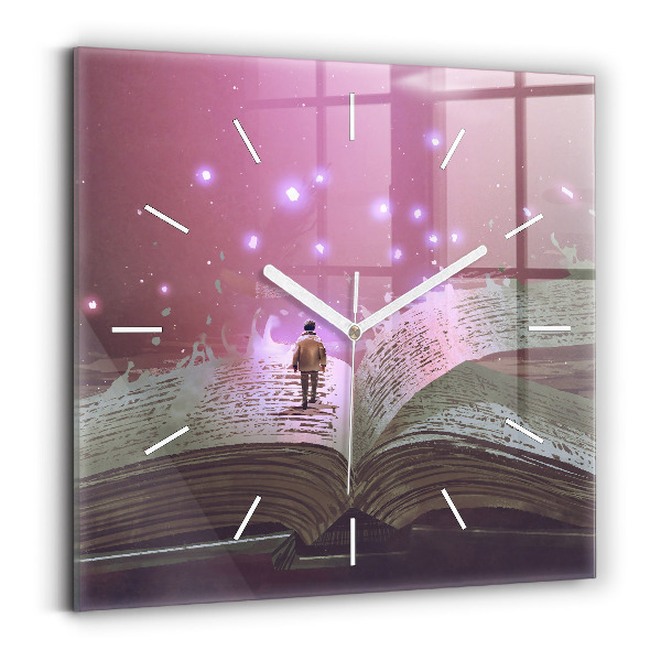 Čtvercové nástěnné hodiny Knižní abstrakce