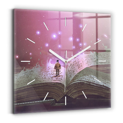 Čtvercové nástěnné hodiny Knižní abstrakce