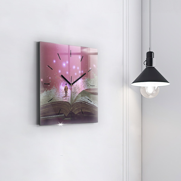 Čtvercové nástěnné hodiny Knižní abstrakce