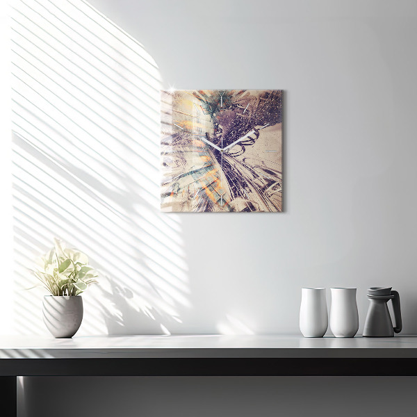 Čtvercové nástěnné hodiny Abstraktní mechanismus