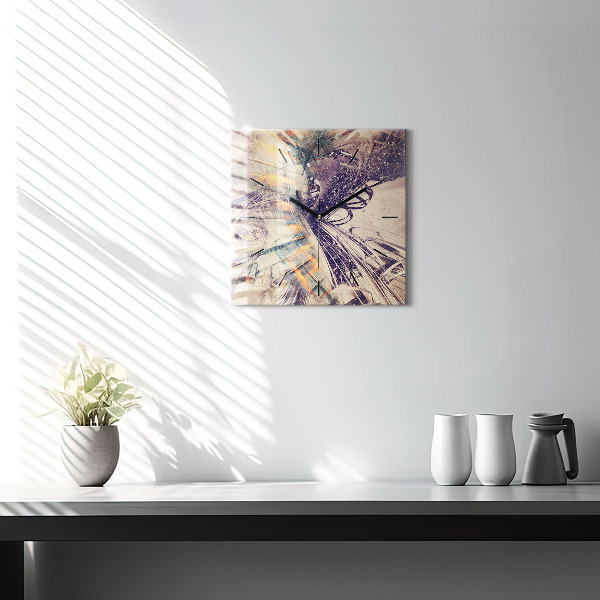 Čtvercové nástěnné hodiny Abstraktní mechanismus