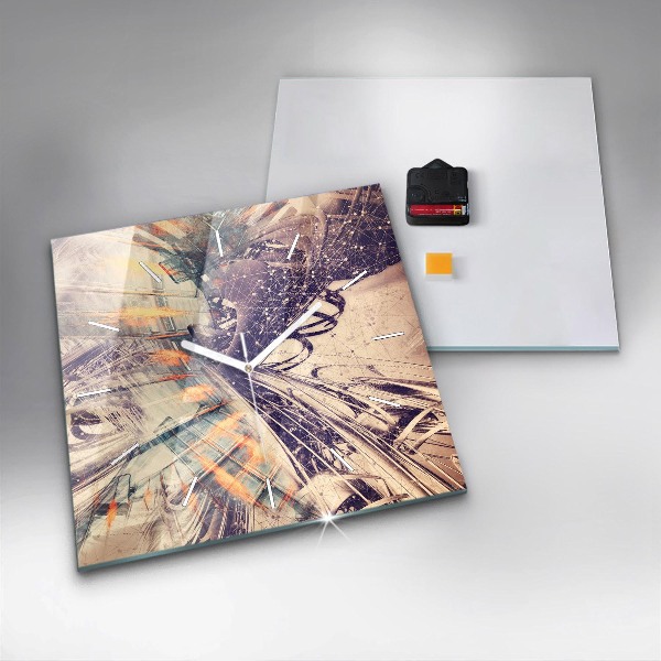 Čtvercové nástěnné hodiny Abstraktní mechanismus