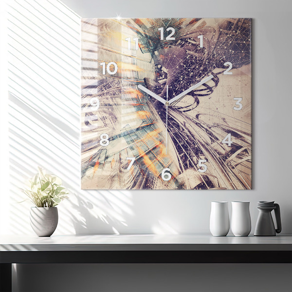 Čtvercové nástěnné hodiny Abstraktní mechanismus