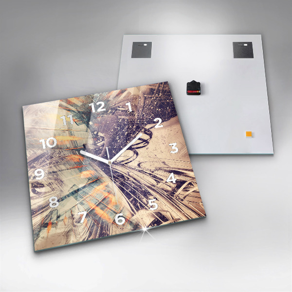 Čtvercové nástěnné hodiny Abstraktní mechanismus