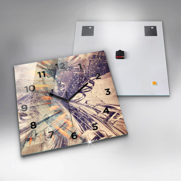 Čtvercové nástěnné hodiny Abstraktní mechanismus